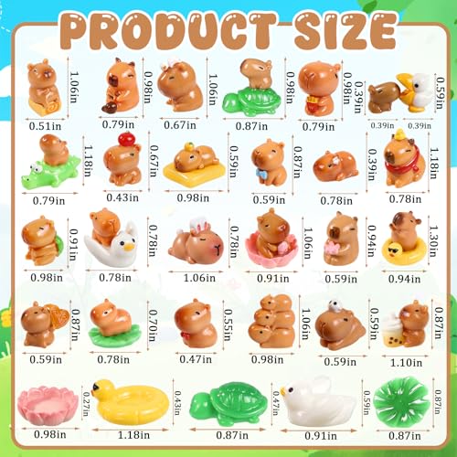 33 Pcs Mini Capybara Figurines 25 Style Adorable Resin Capybaras Miniatures Mini Capybara Cake Toppers Set for DIY Fairy Garden Car Dashboard Moss Landscape Home House Birthday Party Decor - style: 33Pcs-Capybara