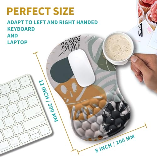 Hokafenle Ergonomic Mouse Pad Wrist Support, Wrist Rest Mousepad for Carpal Tunnel Pain Relief with Integrated Memory Foam Slope Massage Bulge (11.8x7.9 inch,Abstract Leaves - color: KM31-Abstract Leaves