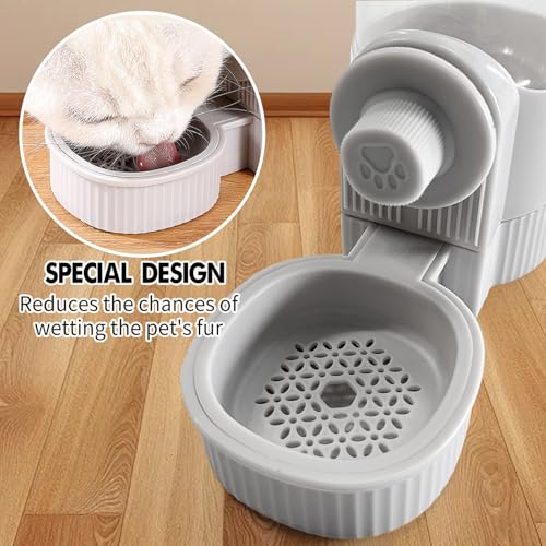 Hanging Cage Automatic Pet Food Water Dispenser, 41oz Hanging Automatic Food Dispenser, 18oz Pet Water Bottle for Cage Crate, Suitable for Kitten Rabbit Chinchilla Hedgehog Ferret (Grey, 41Oz) - color: Grey
