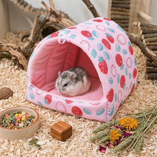Rat Hamster Warm Bed House Hut Hanging Hammock Cute Nest for Small and Medium-Sized Pets (L), Suitable for Larger Pets(XL)-L-Pink - color: Pink, size: L