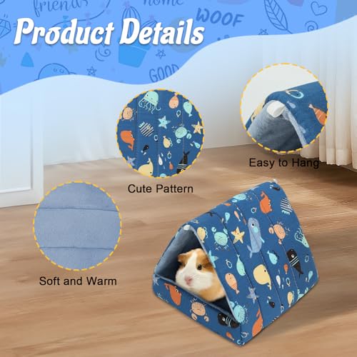 YUEPET 2 Pack Guinea Pig Bed, Washable Guinea Pig Hideouts | Guinea Pig House, Soft Plush Fabric, Washable Beds, Hanging Cage Design, Ocean & Lion-Deer Themes - color: Lion and Whale