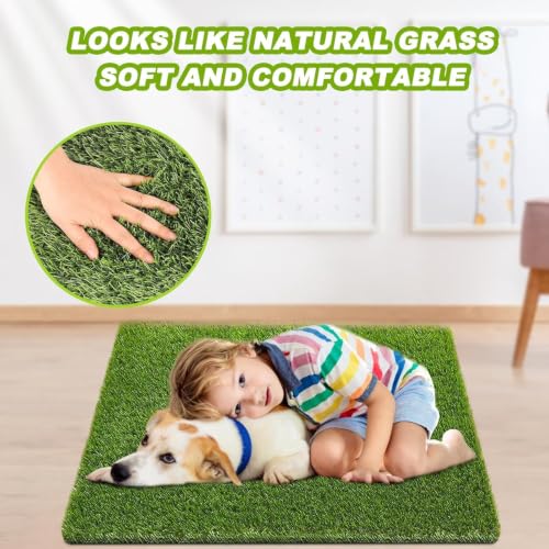 2 Pack Grass Pee Pads for Dogs Potty, Reusable Artificial Grass Mat for Puppy & Cats (26x30 inch) - size: 26x30 inch