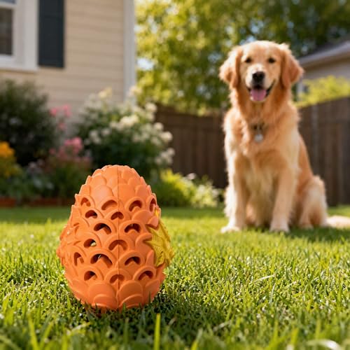 Dragon Egg Dog Chew Toys for Power Chewers - Toughest Indestructible | Treat Dispenser for Medium Large Aggressive Heavy Chewers, Interactive Puzzle, Easy Clean - color: Large 5.3IN Orange