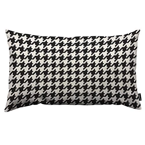 HOSNYE Hounds Tooth Pixel Throw Pillow Cover Black and White Fabric Linen Fabric for Couch Bed Sofa Car Waist Cushion Cover 12 x 20 inch Pillow Case - color: Throwpillowcoversa111, size: 20" x 12" (Pack of 1)