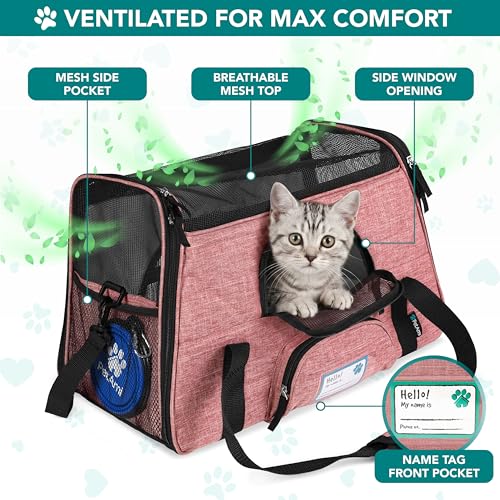 PetAmi Airline Approved Pet Carrier Cat Small Dogs, Small Heather White Red | Soft Sided TSA Travel Bag, Sherpa Bed, Breathable Mesh Ventilation, Collapsible Bowl, Fits Under Seat, Up to 18 lbs - color: Light Red, size: Small - 17"L x 10.2"W x 11.2"H