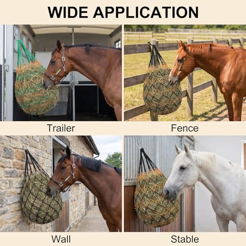 Slow Feed Hay Bags for Horses 3 Pack 2.3inch Hay Nets | For Sheep Goats, Slow Feeder for Stall & Trailer, For Sheep & Cattle, Sturdy