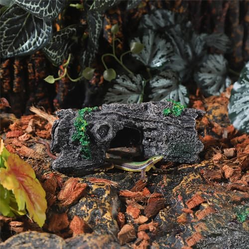 IBWell Aquarium Wood Fish Tank Decorations，Resin Fake Logs Terrarium DÉCor, Reptile Hide Aquarium Hideout for Fish Cave, Small Turtles, to 20 Gallon Tank - size: 6.3"*2.0"*8.9"