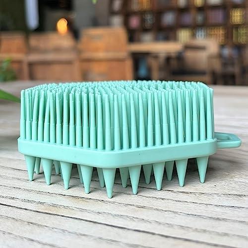 Premium Sensory Brush for Kids or Autism,Soft Silicone Body Scrubber,2 in 1 Sensory Room Occupational Therapy Fidget Brushes,Silicone Loofah,Pets Shower Brush Bath Shampoo Brushes - color: Hexagon-green