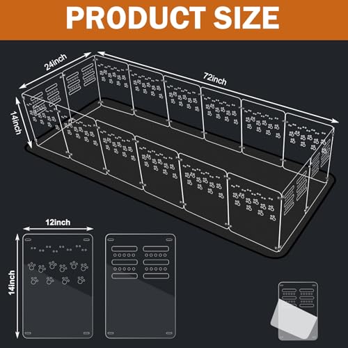Guinea Pig Cage,Acrylic,72" Lx24 Wx14 H,with Waterproof Mat，Heighten,Also for Rabbits, Button Quails, Hedgehogs, Ferrets and Other Small Animals. - size: 72.0"L x 24.0"W x 14.0"H