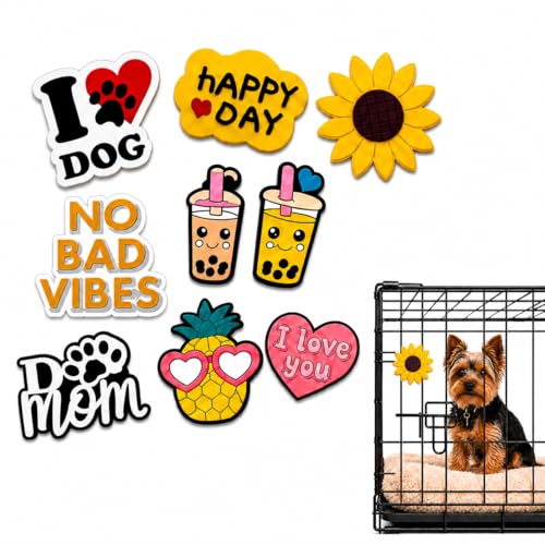 Nature & Quote Charms for Dog & Cat Crates, Snap-On Decor Kit | Snap-on rubber nature and quote charms for dog and cat wire crates. Add decorative designs for pet parties and crate decor.