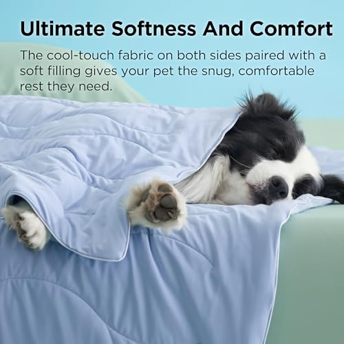 Bedsure ArcticMax™ Q-MAX>0.5 Premium Cooling Blanket for Large Dogs，40x50” | Breathable Summer Washable Throw, Dog Blanket Cooling Mat Pad, Soft Durable Cold Self Cooling Pet Mat for Hot Weather，Blue - color: Powder Blue, size: L(40x50")