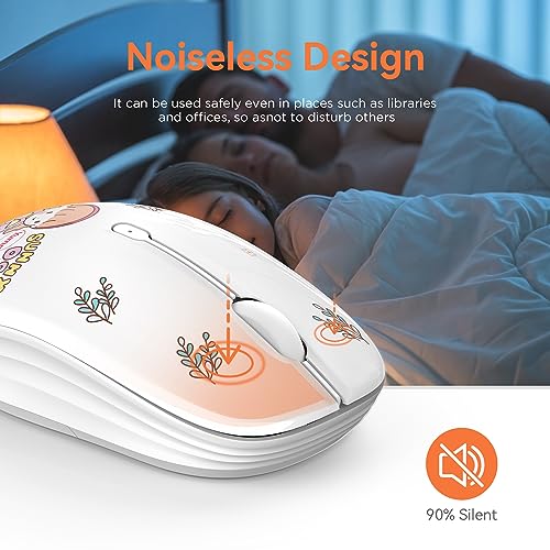 FMOUSE Cute Cartoon Silent Wireless Mouse, Dual Mode Bluetooth & USB 2.4G | Rabbit & Girl Pattern, Ideal for Kids Students & Office Use | AA Battery Powered | Compatible with Laptop Mac iPad Tablet PC - color: Rabbit & Girl