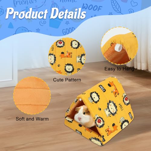 YUEPET 2 Pack Guinea Pig Bed, Washable Guinea Pig Hideouts | Guinea Pig House, Soft Plush Fabric, Washable Beds, Hanging Cage Design, Ocean & Lion-Deer Themes - color: Lion and Whale