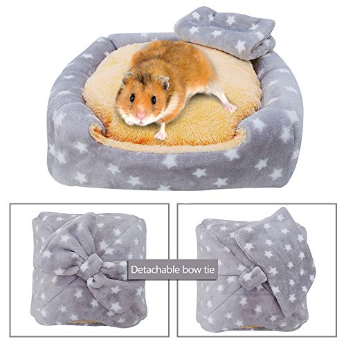 HOMEYA Small Animal Pet Bed, Sleeping House Habitat Nest for Guinea Pig Hamster Hedgehog Rat Chinchilla Hideout Bedding Snuggle Sack Cuddle Cup Cage Accessories with Removable Washable Mat- XL(Grey) - color: Grey