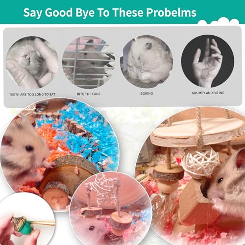 12 PCs Hamster Toys for Hamster, Gerbils, Mice, Rats, and Other Small Animals - Natural Molar Chew Toys to Promote Teeth Grinding, Reduce Boredom and Anxiety - style: Style-G