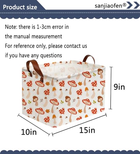 Sanjiaofeng Rectangular Kids Basket Cute Storage Bins,Mushroom Storage Basket with Handles.Clothers,Books,Kid's Gifts Bins. (Mushroom) - color: Mushroom