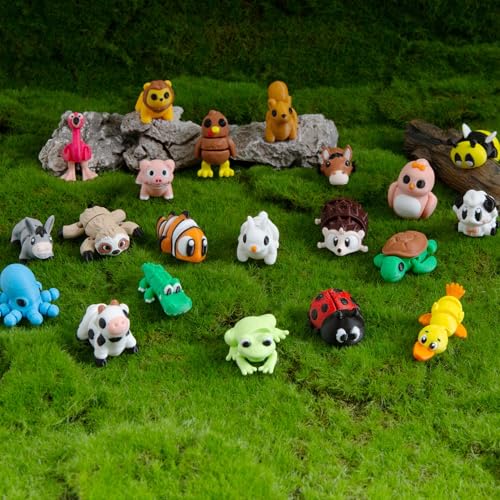 MONJITA 21 Pcs 3D Printed Easter Eggs with 21 Pcs Mini Animal Figurines Inside, Flexible Articulated Fidget Toys, Party Favors, Easter Basket Stuffers, Gifts for Kids Students Carnival Prizes - size: 21pcs eggs & 21pcs animals