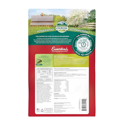 Oxbow Essentials Chinchilla Food, Made with Oxbow Alfalfa, Vitamin & Mineral Rich Food for Chinchillas, Small Animal Pet Pellets, Made in USA, High Fiber, 3 lb Bag | High-Fiber Chinchilla Food Pellets With Oxbow Alfalfa, Prebiotics, Chelated Minerals, No
