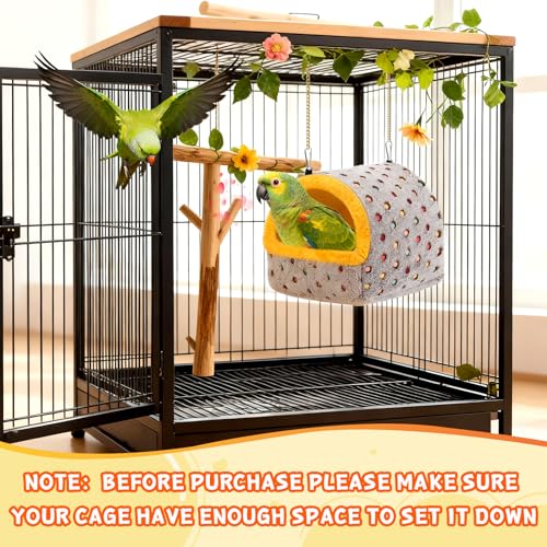 VZZNN Bird House & Bed for Cage, Plush Parakeet Nest Hammock for Parrots | Cozy, Safe & Easy‑to‑Hang Bird Nest – Support Plate, 3 Sizes, Perfect for All Parrots.