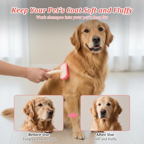 Guinea Pig and Bunny Brush, Beauty Silicone Brush, Soft Smoothing Dog Brush, Shedding Season Helps Untangle Mats and Comb Loose Fur for Chinchillas, Rabbits, Guinea Pigs and Puppies (Pink) - color: Pink
