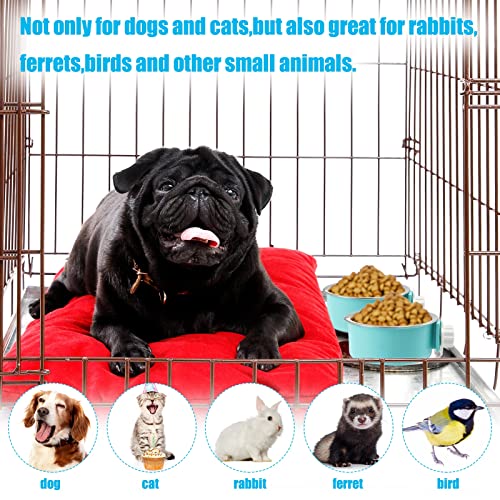 12 Pieces Crate Dog Food Bowls, Removable Stainless Steel Hanging Puppy Kennel Water Bowl Pet Cage Water Feeder Coop Cup for Rabbit, Ferret, Cat, Birds, Rats, Guinea Pigs