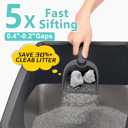 2 Pack Stainless Steel Litter Box | XL Enclosed Cat Litter Boxes with Lid for Big Cats and Multi-Cats | High Sided, Anti-Urine Leakage | Non-Stick Bottom（Dark Gray） - color: Dark Gray, size: X-Large