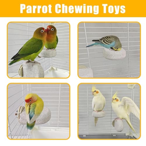 4Pack Bird Perch Stands Parrot Beak Grinding Stone Platform,Grey-S | Parakeet Foot Claws Trimmer,Calcium Perch Climbing Chewing Toys for Small Medium Birds Cockatiel Conure Lovebird Budgie - color: 4Pack Grey | S
