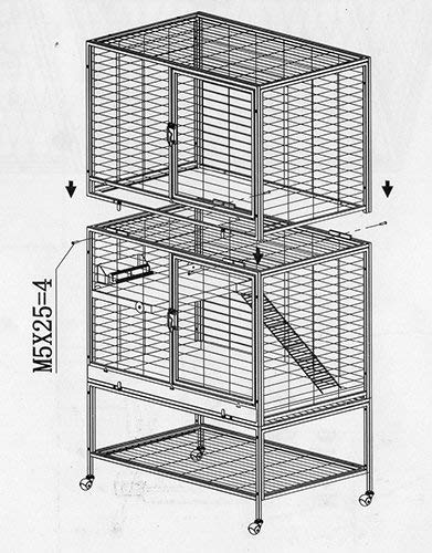 Durable All-Metal Mansion Cage (Add-On II) for Chinchillas, Rats, Ferrets, Degus, Prairie Dogs - size: 32.0"L x 22.0"W x 22.0"H