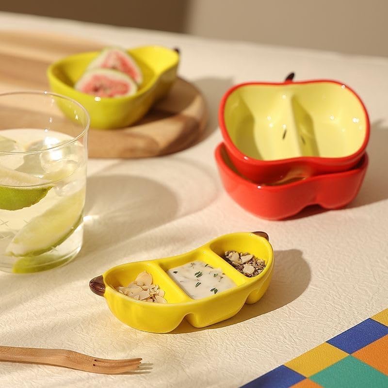 Hamster Food Bowl Ceramic, Cute Apple Pear Banana Shape Small Pet Feeding Dish, Easy to Clean Anti Flipping Guinea Pig Hamsters Food and Water Bowl, Small Animal Bowls for Dwarf, Parrots (Pear) - color: Pear