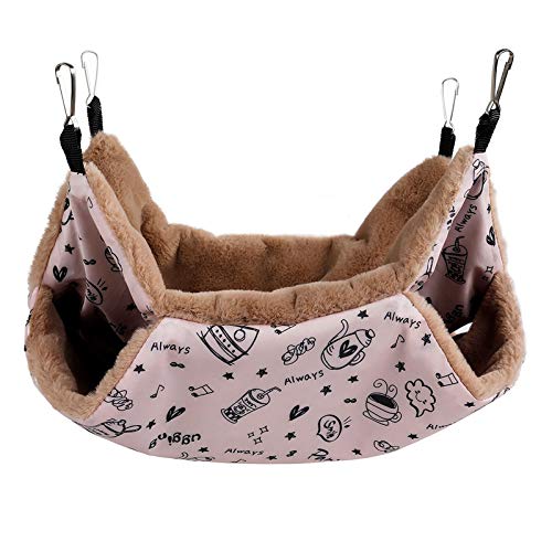 Petmolico Small Pet Hanging BunkBed Warm Hammock Bed Cage Accessories Bedding Hideout Playing Sleeping for Parrot Sugar Glider Squirrel Hamster Rat, Pink Cup - Small Size
