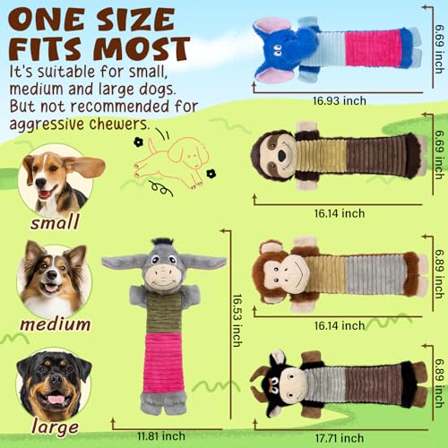 No Stuffing 5 Pack Dog Squeaky Toys, Chew with Crinkle to Large Puppy | Interactive to Keep Pets Busy, Durable Plush Pet Teething Toys, Toss, Fetch, Tug of war Play, Best Birthday Holiday Gift - color: Grey,blue,balck,khaki,coffee