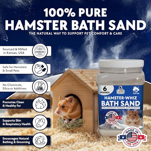 6 LB. Hamster Sand Bath - Dust Free, All Volcanic Ash for Fur Health - Sand Bath for Chinchillas, Gerbils, Mice, Degus & All Small Pets - Made in USA - Hamster Accessories by Billy Buckskin - size: 6 LB