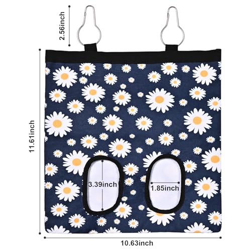 Upgraded Rabbits Hay Feeder Bag for Bunny, Guinea Pigs, Chinchillas - Hanging Washable 2-Hole Hay Dispenser with 600D Oxford Fabric, Small Animal Cage Accessories (Blue Daisy) - color: Blue Daisy