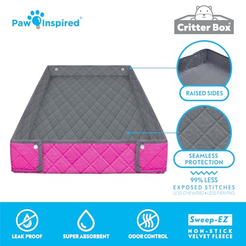 Paw Inspired Reversible Critter Box, C&C 2x4 (12-Inch Grids), Gray/Pink | Washable Fleece Cage Bedding for Guinea Pigs Rabbits, Hamsters, Small Animals, Edge Protected Pee Pads - color: Gray/Pink, size: 2x4 (12" Grids)
