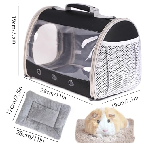 Bearded Dragon Travel Carrier Backpack,Lizard Backpack Carrier,Space Capsule Clear Bubble Window Astronaut Reptile Carrier Backpack for Guinea Pig,Sugar Glider,Bunny (Black, TPU Carrier+MAT) - color: Black