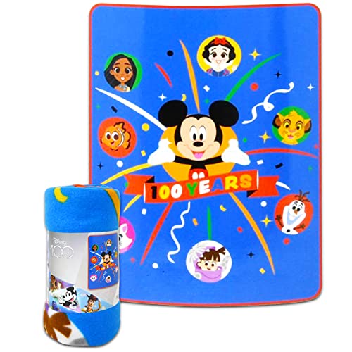 Mickey Mouse Fleece Throw Blanket Set - Bundle with 40" x 50" Blanket, Tote, Stickers, Plus More for Boys and Girls | Disney Travel Throw for Kids