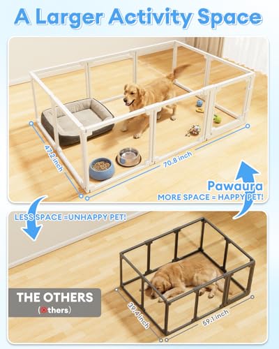 Clear Acrylic Dog Play Pen Indoors,24" Puppy Playpen(10 planels) | Tool-Free Assembly & Easy Clean,Pet Playpen for Puppy/Cats/Kitten/Rabbits/Pigs,Indoor and Outdoor Use - size: 24"H
