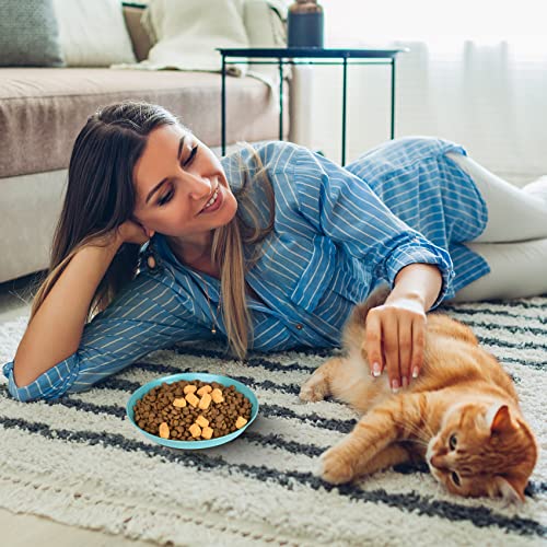 Cat Bowls 6 inch Whisker Fatigue Free Cat Food Bowl, Wheat Straw Cats Dishes, Pet Feeding Plate for Kittens and Short Legged Cats (8 Pcs) - color: 8 Pcs Round - 4 Color