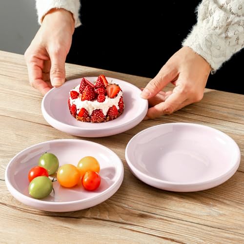 3 PCS Ceramic Cat Bowls, 5.5 in Pet Bowl Cat Dishes for Food and Water, Small Dog Dish(Purple) - color: Purple