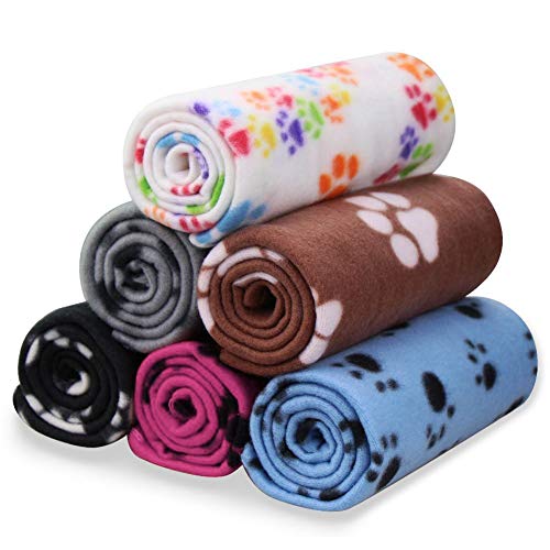 Comsmart Pet Blanket Dog Cat Soft Fleece Blankets Sleep Mat Pad Bed Cover with Paw Print for Kitten Puppy and Other Small Animals, 6 Pack of 24x28 Inches - size: 6 Pack of 24x28 Inches