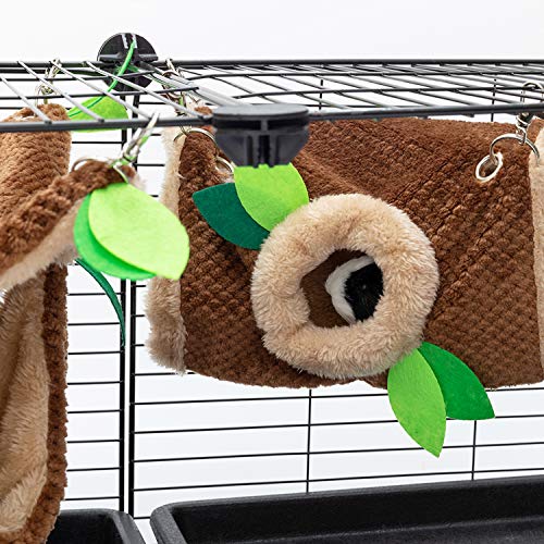 Guinea Pig Hideout, Hammock & Tunnel, Washable Cage Accessories | Warm Soft Fleece Pet House for Guinea Pig, Hamster, Rat, Chinchilla - size: One Size