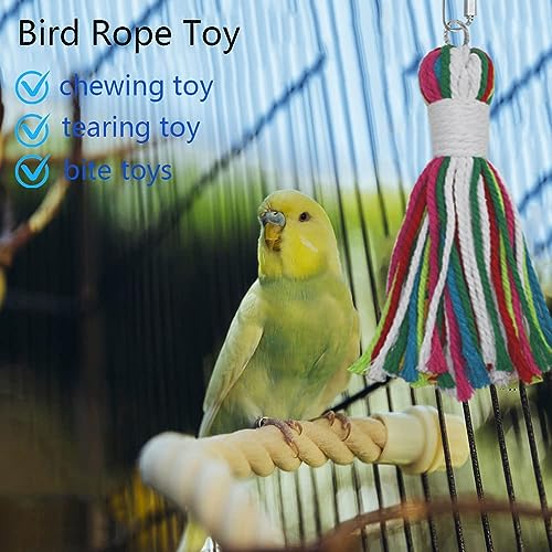 ASOCEA Bird Parrot Rope Chew Toy,Hanging Chew for Cockatiel Macaw | Cotton rope toy clips into any cage so cockatiels and parrots can chew and preen safely, reducing boredom