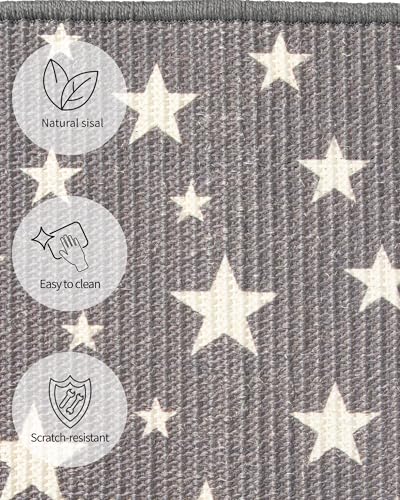 JanYoo 2pcs Rabbit Scratcher Mat Natural Sisal Bunny Scratch Pads Scratching Rug Bunny Resting Mats for Cages, Small Animal Claws and Teeth Care Bedding Accessories for Guinea Pig (15.7x11.8in, Star) - color: 1-Star