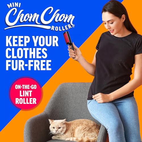 ChomChom Roller Pet Hair Remover – Reusable Lint Roller Pet Hair Removal Tool for Clothes, Couches, Cars and Travel - Cat Dog Hair Remover, Compact, No Sticky Refills Needed (Mini Roller) - color: Black Matte