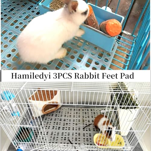 Hamiledyi Rabbit Feet Pad Hole Leak Water Design for Plastic Bunny Cage Mat Foot Resting Pads (1 Pink +1 White +1 Blue) - color: 1 pink +1 white +1 blue