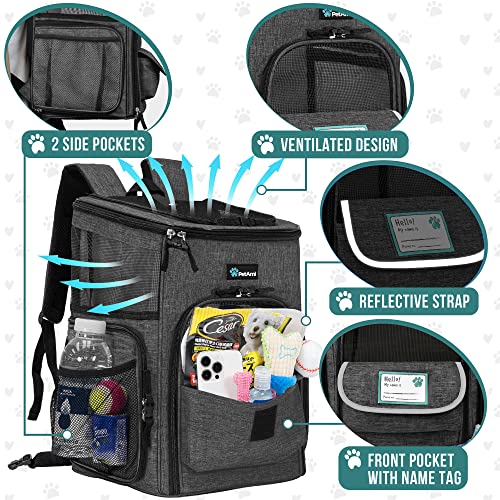 PetAmi Dog Backpack Carrier, Airline Approved 4-Way Entry Cat Backpack Carrier, Ventilated Mesh, Collapsible Pet Carrier for Small Puppy, Kitten, Hiking, Travel Car, Vet, up to 18 lbs, Charcoal Gray - color: Charcoal