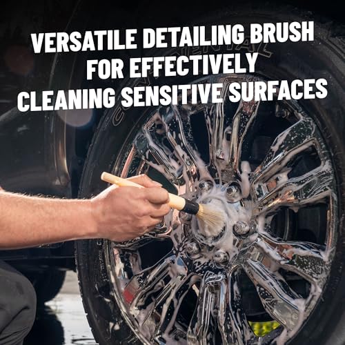 Chemical Guys, Boars Hair Detailing Brush for Wheels, Grilles & Interior | Soft boars-hair bristles gently clean wheels, grilles, emblems and interior surfaces without scratching - style: 1 Pack