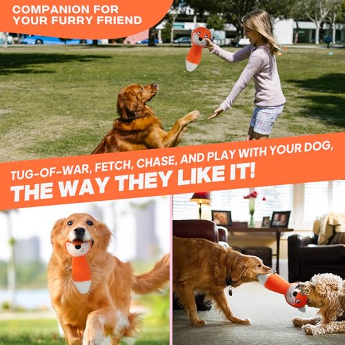 Fida Squeaky Dog Toys for Aggressive Chewers, 3 in 1, Tough Dog Ball | Dog Chew Toys with 3 Layers, to Keep Them Busy, Interactive for Small, Medium and Large Dogs, Gift Box, Fox - color: Orange Fox