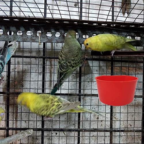 10 Pack Bird Cage Feeding Cups Chicken Seed Bowl Hanging Parrot Food Dishes,Feeder and Waterer Coop Cup Water Bottles for Pigeon Quail Parakeets Rabbit Poultry - color: Red 10 packs