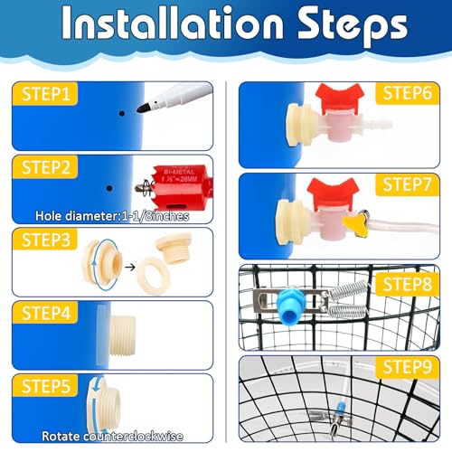 Automatic Rabbit Nipple Drinker Kit, 12 Sets No-Leak Water Nipples | 19FT hose & Installnation Tools，ABS Bite-proof Watering Systerm, Fits for Small caged Animals